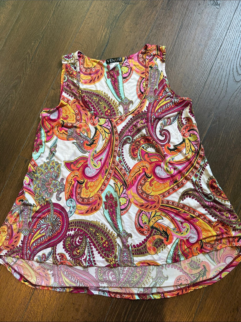 VENUS Multicolor Paisley Tank Top in Pink & Orange